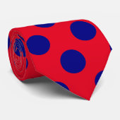 Navy Blue Circle geometrisch ontwerp op rood Stropdas (Opgerold)