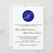Navy Blue Circle Monogram Weddenschap Kaart (Voorkant)
