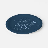 Navy Blue Class of 2025 Afstudeerfeest Papieren Bordje (Gekanteld)