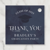 Navy Blue Class of 2025 Modern Graduation Party Bedankjes Labels (Achterkant)