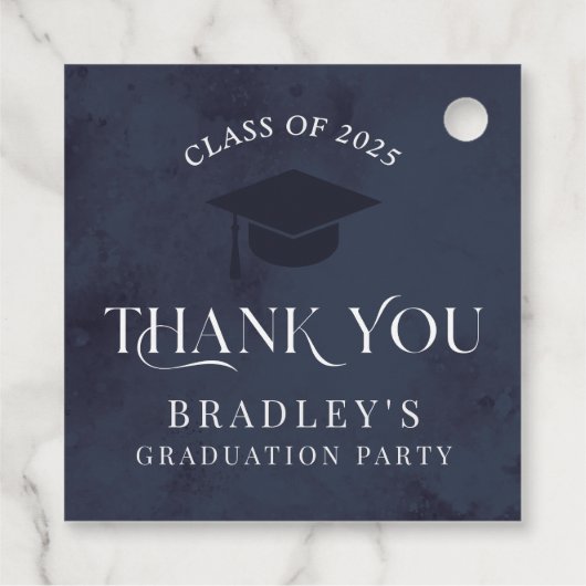 Navy Blue Class of 2025 Modern Graduation Party Bedankjes Labels (Achterkant)