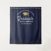 Navy Blue Class Of 2026 Graduation Backdrop Wandkleed (Voorkant)