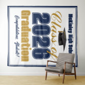 Navy Blue Class of 2026 Graduation Photo Booth Wandkleed (In Situ (horizontaal))