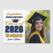 Navy Blue Class of 2026 Graduation Photo Magnet (Voorkant)
