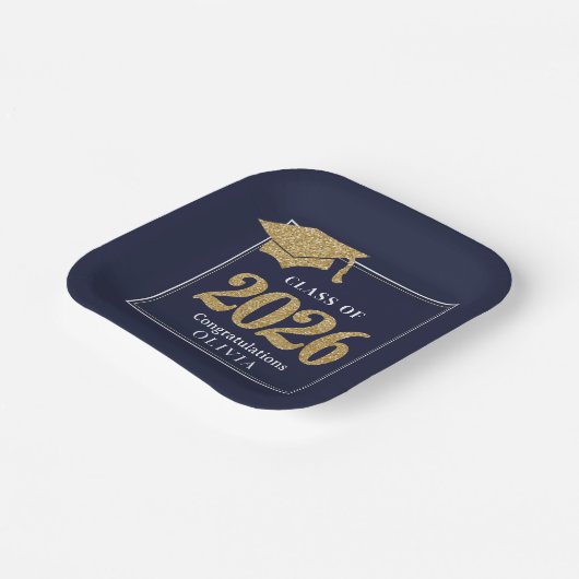 Navy Blue Class Of 2026 Papieren Bordje (Gebogen)