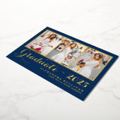 Navy Blue Class van 2025 Fotocollage Afstuderen Folie Uitnodiging (Gedraaid)