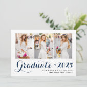 Navy Blue Class van 2025 Fotocollage Afstuderen Kaart (Staand voorkant)