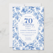 Navy Blue Classic 70th Birthday Invitation Kaart (Voorkant)