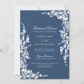 Navy Blue Classic  Bloemenrepetitie Diner Kaart (Voorkant)