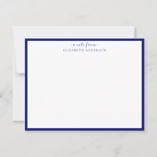 Navy Blue Classic Border Note Kaart Notitiekaartje (Voorkant)