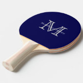 Navy Blue Classic Custom Monogram & Name Tafeltennisbatje (Voorkant Gekanteld)