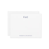 Navy Blue Classic Elegant paar Initialen Notitiekaartje (Voorkant / Achterkant in situ)