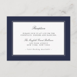 Navy Blue Classic Elegante Trouwreceptie Informatiekaartje