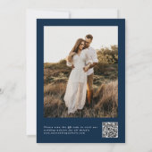 Navy Blue Classic Foto Bewaar de datum QR-codes Save The Date (Achterkant)