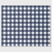 Navy Blue Classic Gingham Check Pset Cadeaupapier (Vlak)