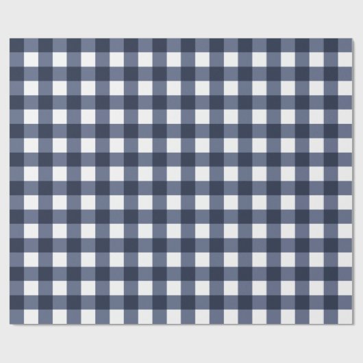 Navy Blue Classic Gingham Check Pset Cadeaupapier (Vlak)