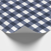 Navy Blue Classic Gingham Check Pset Cadeaupapier (Hoek)