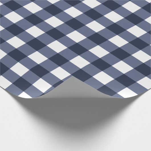 Navy Blue Classic Gingham Check Pset Cadeaupapier (Hoek)
