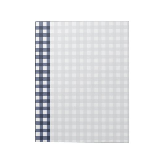 Navy Blue Classic Gingham Check Pset Notitieblok (Linkerzijde)