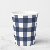 Navy Blue Classic Gingham Check Pset Papieren Bekers (Links)