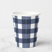 Navy Blue Classic Gingham Check Pset Papieren Bekers (Rechts)