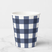 Navy Blue Classic Gingham Check Pset Papieren Bekers (Voorkant)