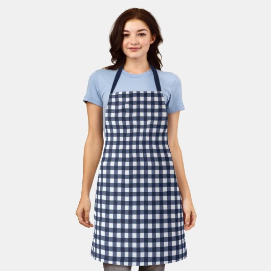 Navy Blue Classic Gingham Check Pset Schort (Gedragen)