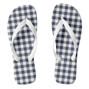 Navy Blue Classic Gingham Teenslippers Adult