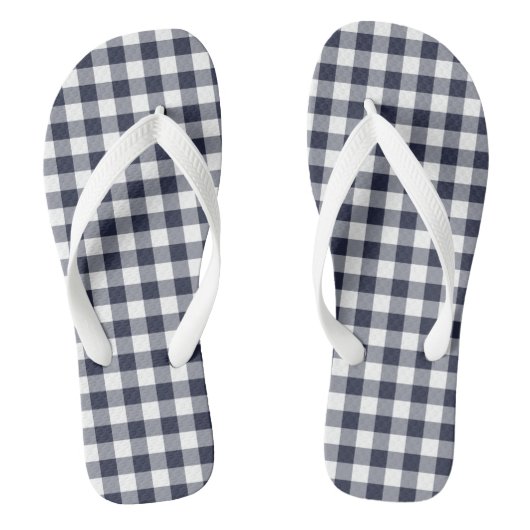 Navy Blue Classic Gingham Teenslippers Adult (Voetbed)