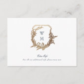 Navy Blue Classic Gouden kuif bruiloft details Informatiekaartje (Voorkant)