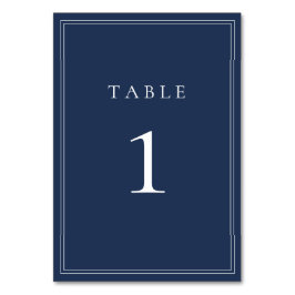 Navy Blue Classic minimalist Wedding Table Number Kaart