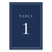Navy Blue Classic minimalist Wedding Table Number Kaart (Achterkant)