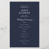 Navy Blue Classic Minimalistische Wedding Programm (Voorkant)