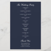 Navy Blue Classic Minimalistische Wedding Programm (Achterkant)