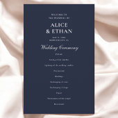 Navy Blue Classic Minimalistische Wedding Programm