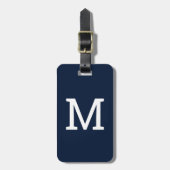 Navy Blue Classic Monogram Initiaal Bagagelabel (Voorkant verticaal)