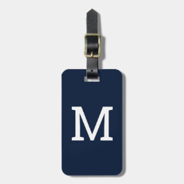 Navy Blue Classic Monogram Initiaal Bagagelabel
