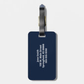 Navy Blue Classic Monogram Initiaal Bagagelabel (Achterkant verticaal)