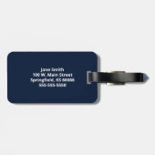 Navy Blue Classic Monogram Initiaal Bagagelabel (Achterkant horizontaal)