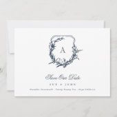 Navy Blue Classic monogram kuif Foto Save The Date (Voorkant)