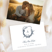 Navy Blue Classic monogram kuif Foto Save The Date