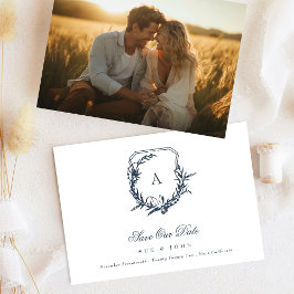 Navy Blue Classic monogram kuif Foto Save The Date