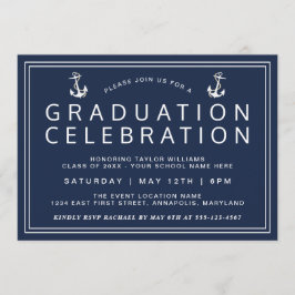 Navy Blue Classic Nautisch Afstuderen Kaart