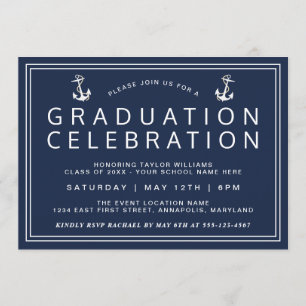 Navy Blue Classic Nautisch Afstuderen Kaart