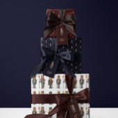 Navy blue classic nutcracker wrapping paper cadeaupapier