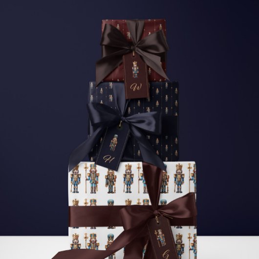 Navy blue classic nutcracker wrapping paper cadeaupapier