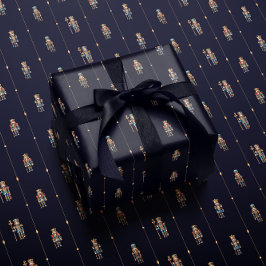 Navy blue classic nutcracker wrapping paper cadeaupapier