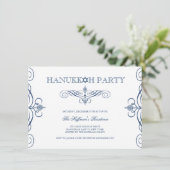 Navy Blue Classic Scrolls Hanukkah Holiday Party Kaart (Staand voorkant)