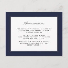 Navy Blue Classic Simple Elegance Accommodations Informatiekaartje