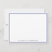 Navy Blue Classic Single Border Notitiekaartje (Voorkant)